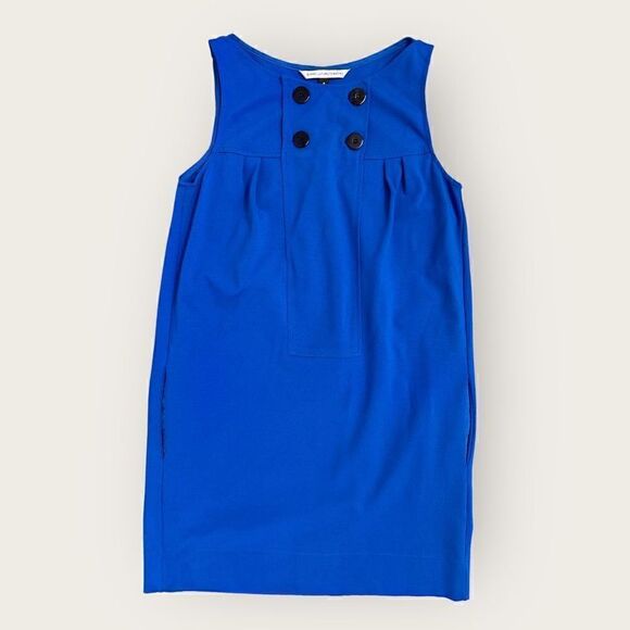 Diane Von Furstenberg Blue Tulip Sleeveless Mini Dress w/ Pockets‎ Sz 4 - Picture 4 of 6